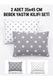 Cotton Baby Pillowcase Set of 2 35X45 cm Gray White Star Patterned