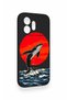 Honor 600 Compatible Red Sun Whale Pattern Silicone Case - 3