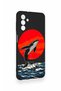 Samsung A04S Compatible Red Sun Whale Patterned Silicone Case - 3