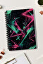 Neon Pink Blue Street Art Design A5 50 Sheets 100 Pages Spiral Ruled Notebook