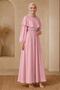 Women's Pink Waist Chain Belt Cape Detailed Premium Hijab Dress Nbelb015 - 5