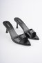 Kelly Women's Black Crocodile Pointed Toe Heeled Slippers (8cm) & Mules - 4