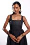 Black Self-Belted Embroidered Dress 8307 - 3