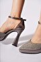 Likano Pointed Platform Women's Evening Dress Heeled Shoes Platinum Glitter - 4