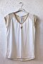 Italian Ecru V-Neck Low Sleeve Mesh Detailed Casual Woven Blouse 67 56 - 2