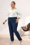 69016 Plus Size Jacquard Trousers with Elastic Waist and Pockets - Navy Blue - 5