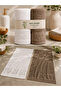 Set of 2 100% Bamboo Bath Towels White-Brown (65X130 cm) - 2