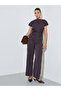 Brown Pinstripe Asymmetric Hem Top - 2