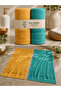 Set of 2 100% Bamboo Bath Towels Mustard-Turquoise (65X130 cm) - 2