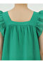 Globus Girls Green Square Neck Ribbon Bow Details Flutter Sleeves Tiered A-Line Mini Dress - 5