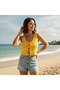 Women's Knitwear Front Tie Sleeveless Yellow Color Blouse Bb2750 - 2