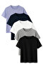 Men's 5-Pack Cotton Basic T-Shirt Blue Navy White Gray Black