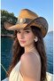 Western Style Straw Cowboy Hat – Metal Buckle and Patterned Ribbon