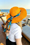 Natural-Looking Beach Hat with Scarf Wide Brim Summer Hat New Fashion Hat