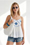 Women's White Thin Strap Blouse with Tie Detail Blz-19003436 - 4