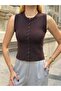 Women's Button Detailed Ribbed Knit Vest - 6