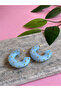 Ring Blue Color Epoxy Earrings with Gold Detail That Won'T Tarnish - 2