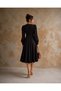 V-Neck Pleated Balloon Sleeve Black Midi Dress 582757 - 4