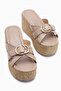 Malena Beige Straw Wedge Heeled Women's Slippers - 4
