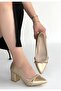 Rewin Gold Skin Heeled Shoes - 2