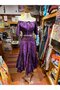 Anka Purple Color Patterned Bohemian Crop Blouse and Asymmetrical Skirt Set - 5
