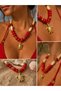 Bohemian Design Tarnish-Resistant Summer Red Natural Stone Necklace with Sea Turtle Charm - 2
