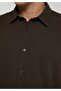 Regular Fit Shirt Neck Plain Men's Brown Long Sleeve Shirt - 4
