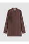 Brown Striped Women's Shirt Tunic