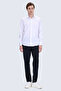 White Comfort Fit Slim Collar Long Sleeve Non Iron Satin Shirt - 2