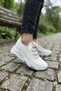 Vektor Women's Plain White Knitwear Stoned 7 cm Hidden Heeled Sports Shoes Mhr5302