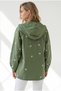 Women's Khaki Zippered Pocket Hooded Denim Jacket with Embroidery Detail Ckt-19000380 - 6