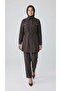 Women's Jacket with Rope Details, Pockets, Front Zipper, Sleeve Buttons, Elastic Waist Pants, Two-Piece Suit - 2