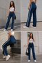 Dame Jns Women's High Waist Side Stripe Jean Pants Lightweight Lycra Relaxed Fit Casual Denim Trousers - 2