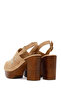 Women's Beige Ankle Buckle Platform High Thick Heeled Suede Leather Sandals 26Sfd153010 - 7