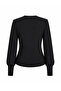 Women's Scuba Crepe Gold Buttoned Waist Fitted Long Sleeve Stylish Blouse 00231 - 4