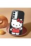 Samsung Galaxy S22 Compatible Case Camera Protector Black Silicone Couple Phone Case Kitty Pattern - 2
