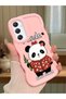 Samsung Galaxy A34 5g Compatible Case Camera Protector Pink Silicone Couple Phone Case Panda Pattern