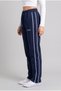 Women's Dark Blue Double Ribbed Straight Leg Sweatpants High Waist Comfortable Fit Daily Sports