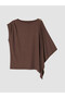 Original Boat Neck Shawl Detailed Modal Blend Blouse - 5
