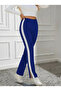 Women's High Waist Side Striped Detail Slit Viscose Two Thread Pants - 2