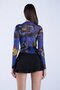 Women's Navy Blue Half Turtleneck Digital Printed Transparent Blouse Hzl26S-Zk10741 - 3
