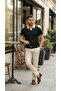 Men's Colorful Collared Mesh Patterned Short Sleeve T-Shirt - 2