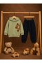 Baby Boy & Child 100% Cotton Teddy Bear Embroidered Hooded 2-Piece Top and Bottom Set - 3