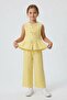 Yellow Zero Sleeve Bow Blouse Wide Leg Pants Girls' 2-Piece Set 24714 - 6