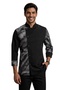 Unisex Fitted Lycra Black Palm Patterned Chef Jacket - 2