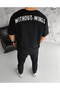Unisex Crew Neck Printed Oversize T-Shirt - Black - 2