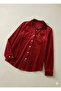 Women's Long Sleeve Collared Front Buttoned Velvet Shirt with Pocket Detail - 2