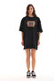 Unisex Crew Neck Printed Oversize T-Shirt - Black