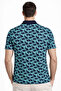 Men's Pique Fabric Polo Collar Palm Patterned T-Shirt Short Sleeve Summer T-Shirt - Turquoise - 3