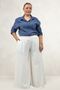 69008 Plus Size Elastic Waist Cupra Trouser Skirt - Ecru - 3